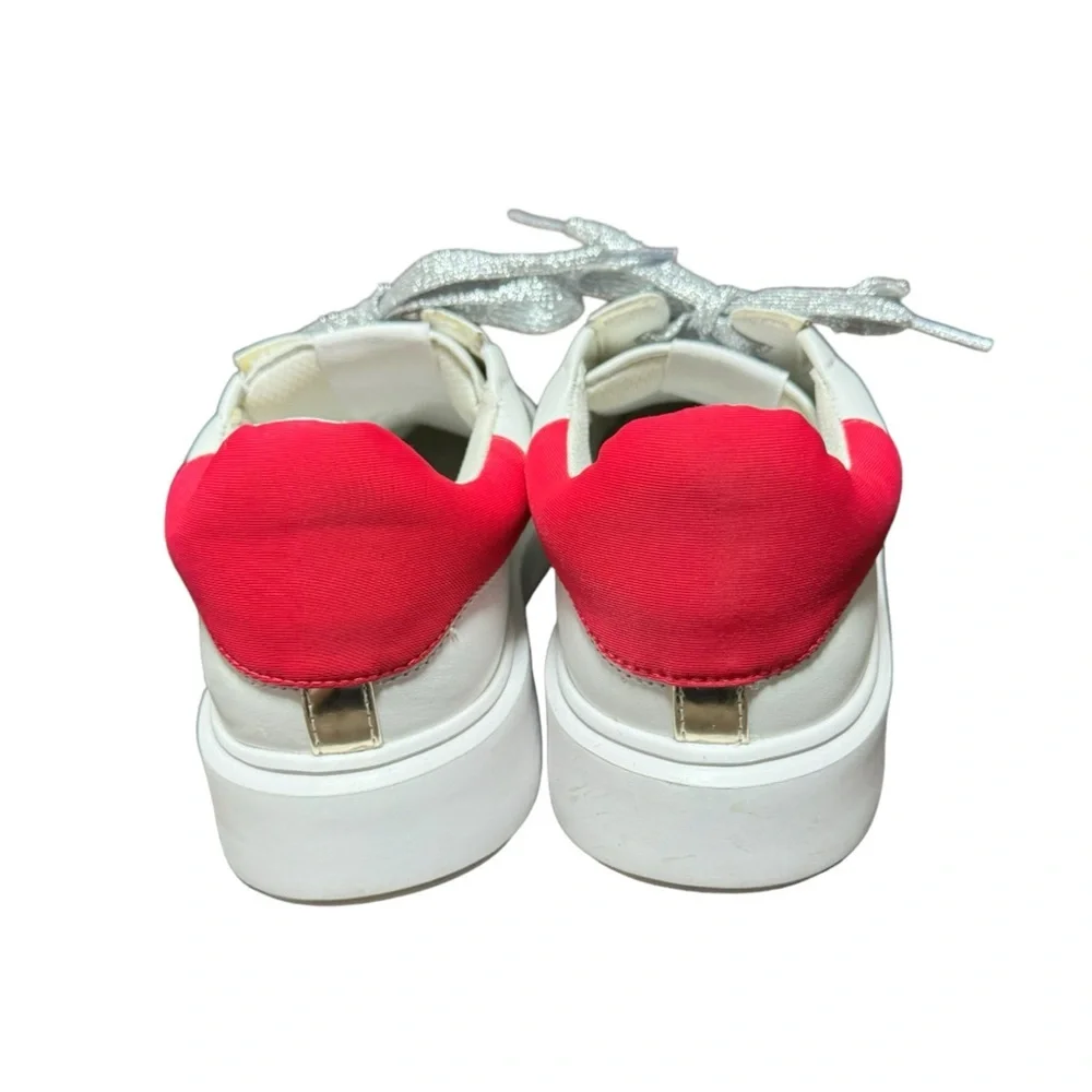 KENNETH COLE NEW YORK Womens Kam Platform Silver Lace Up White Sneakers Size 8.5